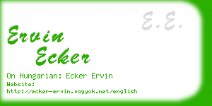 ervin ecker business card